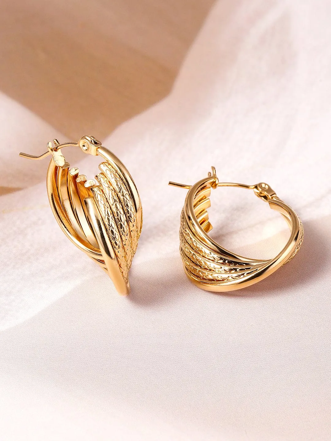 18K Gold Plated Winged Leaf Design Stud Earrings - Elegant Statement Jewelry