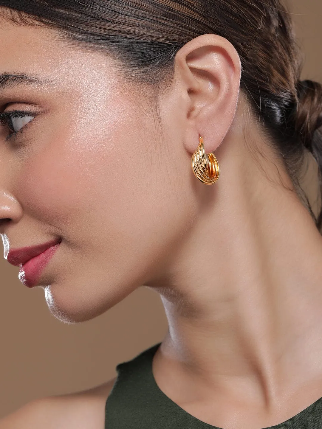18K Gold Plated Winged Leaf Design Stud Earrings - Elegant Statement Jewelry