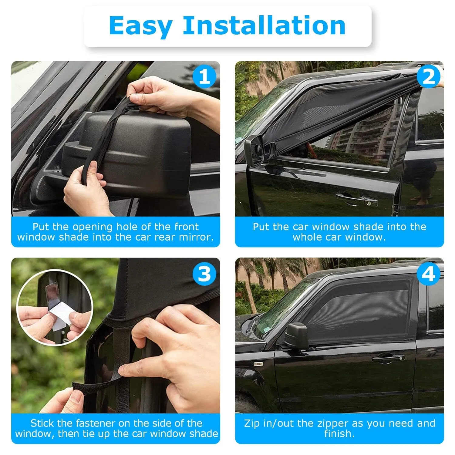 2-Piece: Car Side Window Screen Mesh Cover