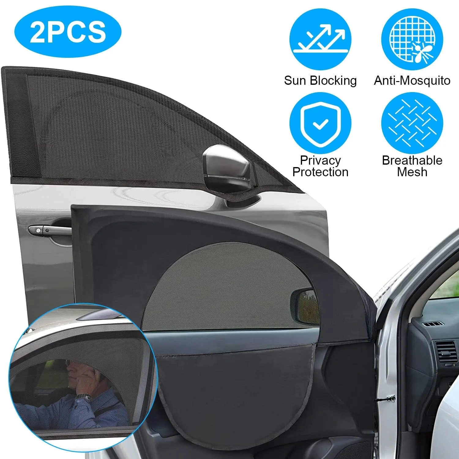 2-Piece: Car Side Window Screen Mesh Cover