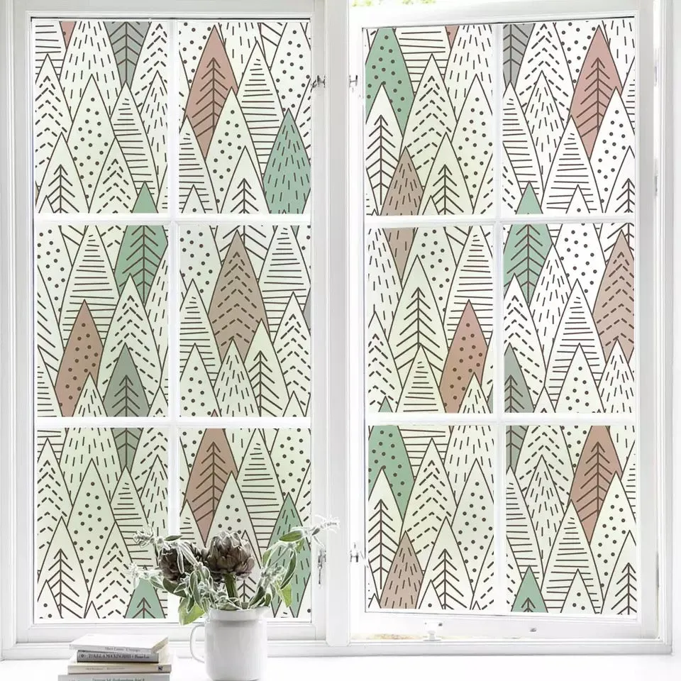 45x200cm Window Privacy Films Static Glass Film Geometric Patterns Home Decor