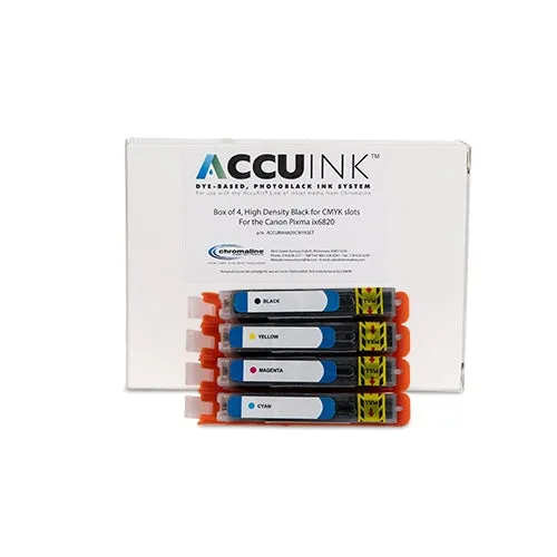 AccuInk All Black Cartridge Set - Canon Pixma ix6820 CMYK Slots