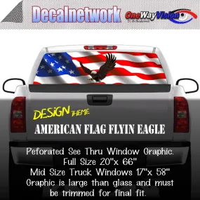 American Flag Flying Eagle Window Graphic Perforated rear window film truck Suv glass