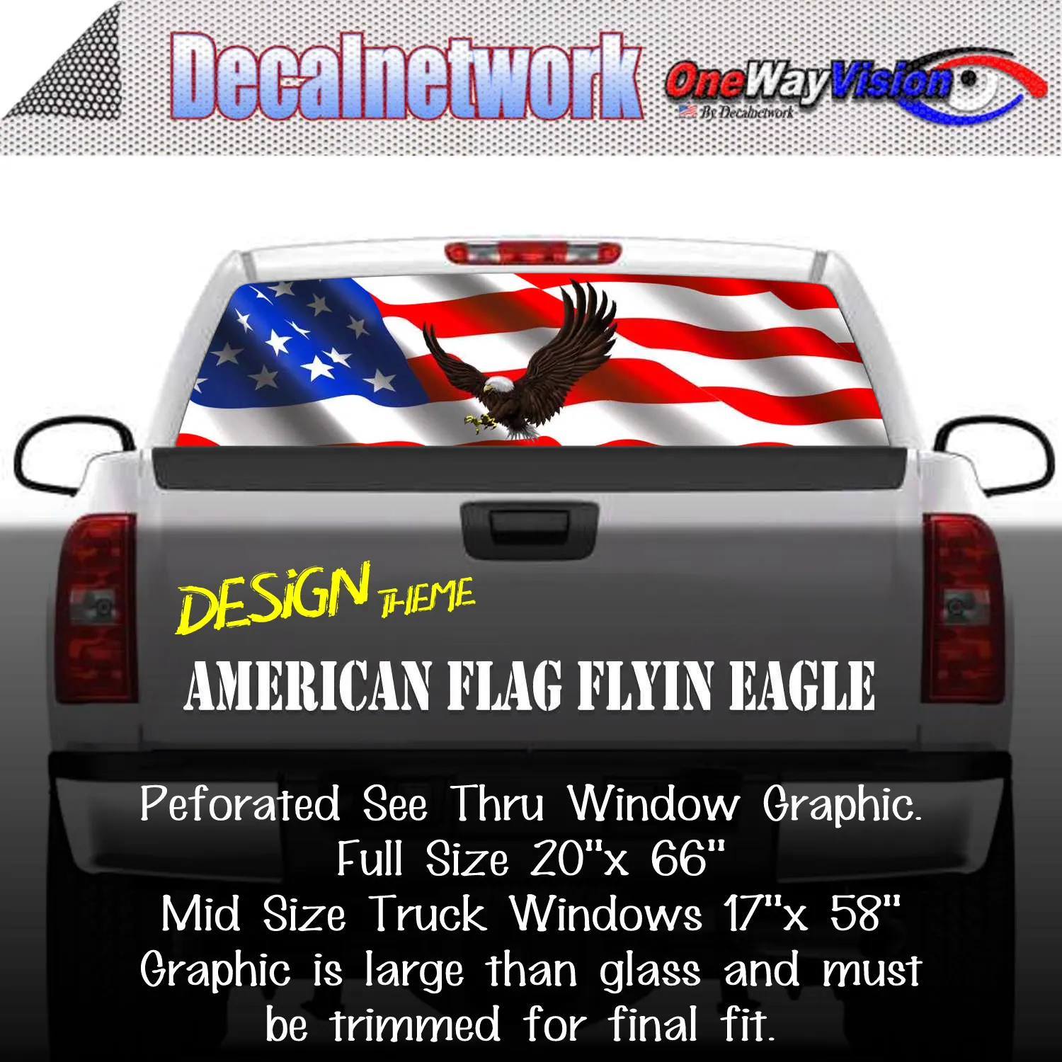 American Flag Flying Eagle Window Graphic Perforated rear window film truck Suv glass