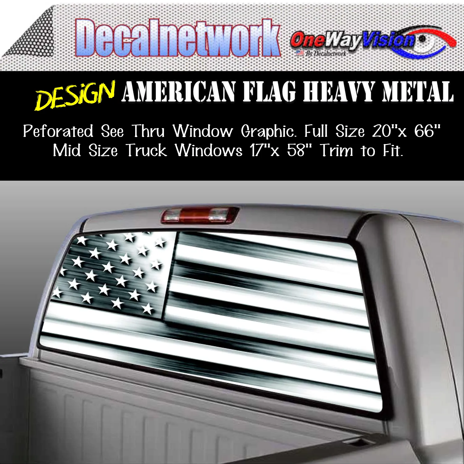 American flag metal Window Graphic Perforated rear window film truck Suv glass
