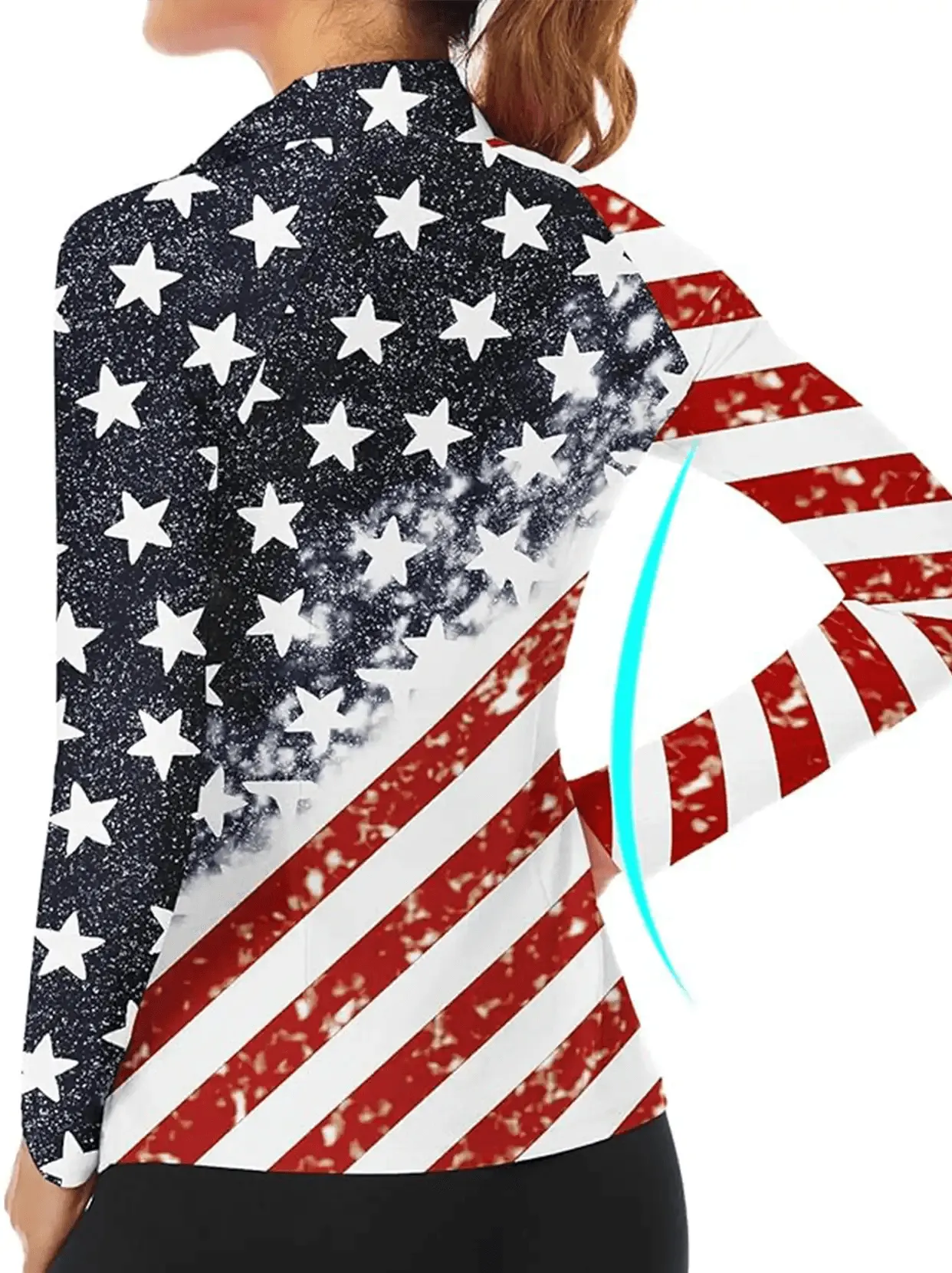 American Flag Quarterzip Long Sleeve Polo