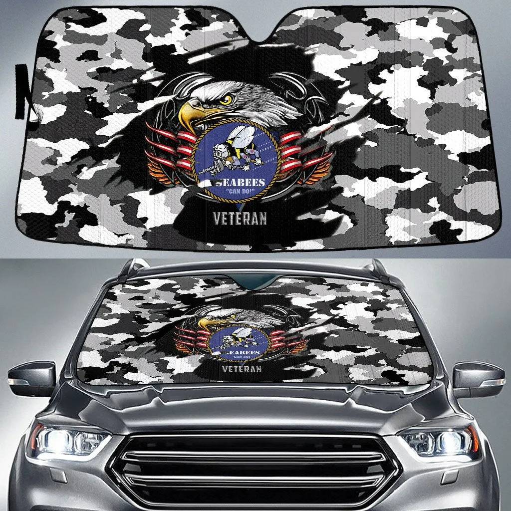 Bald Eagle American Flag Black White Camo Pattern Printed Car Sun Shades Cover Auto Windshield Coolspod