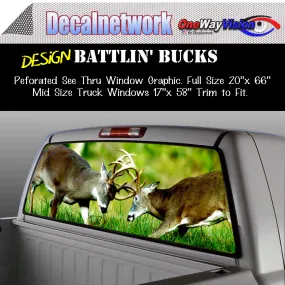 Battlin Bucks Whitetail deer Window Graphic Perforated rear window film truck Suv glass