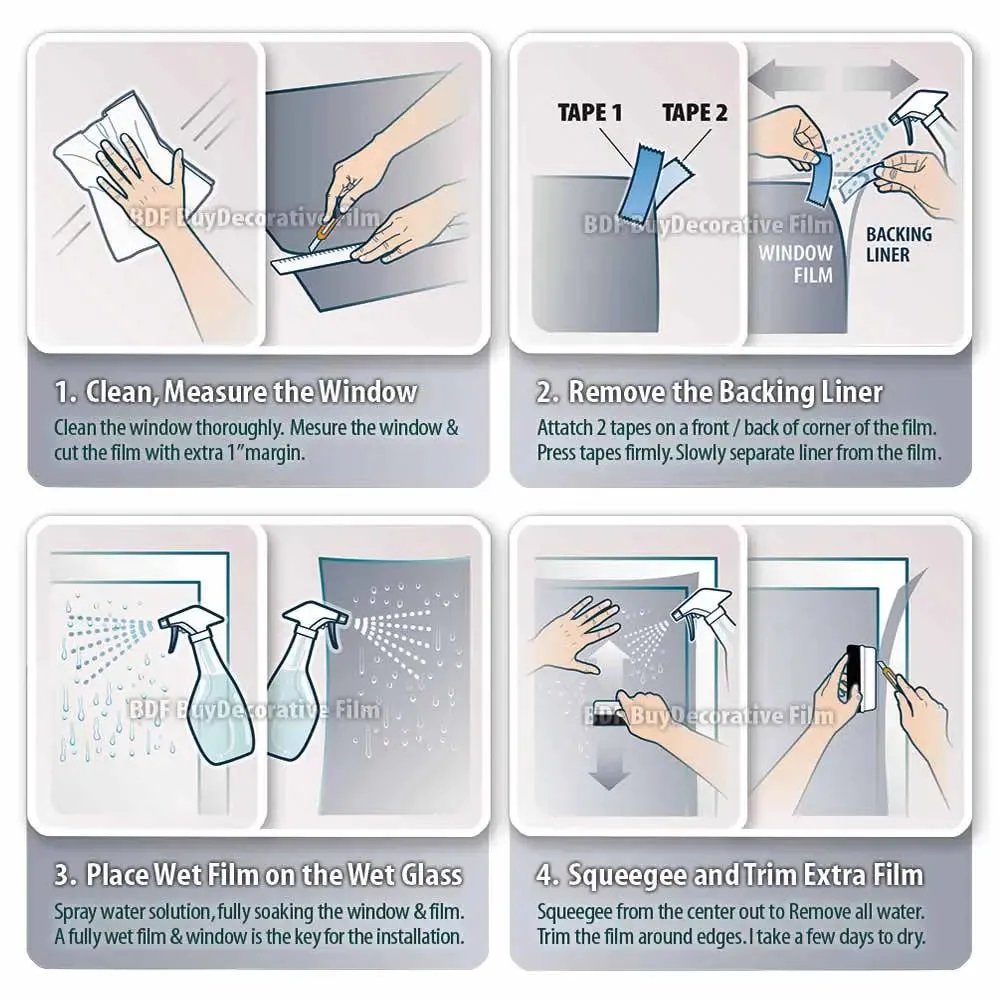 BDF 1SIL Window Film Static Cling Heat Rejection and Daytime Privacy Silver