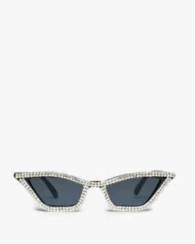 Black Cat-Eye Crystal Detail Sunglasses