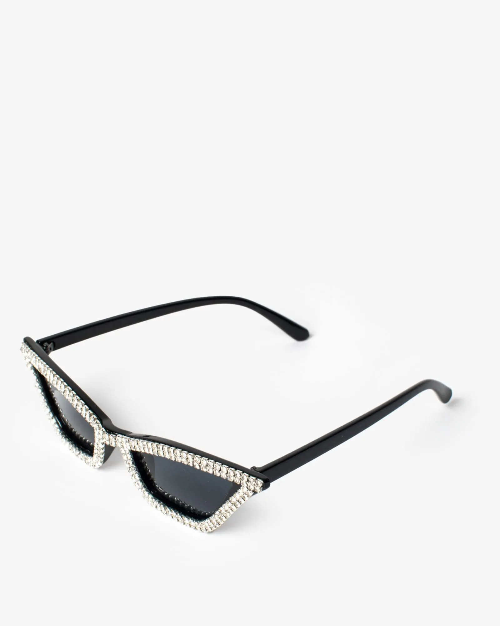 Black Cat-Eye Crystal Detail Sunglasses