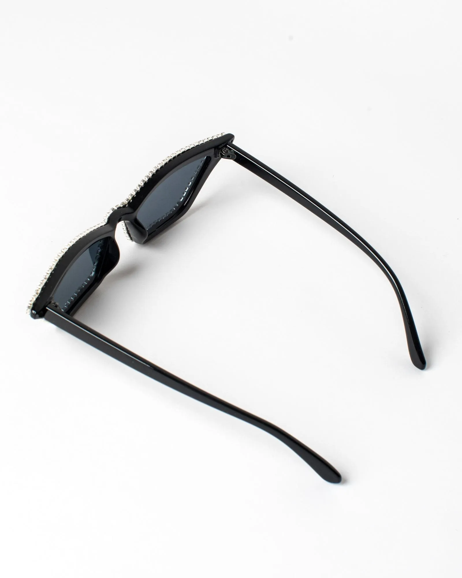 Black Cat-Eye Crystal Detail Sunglasses