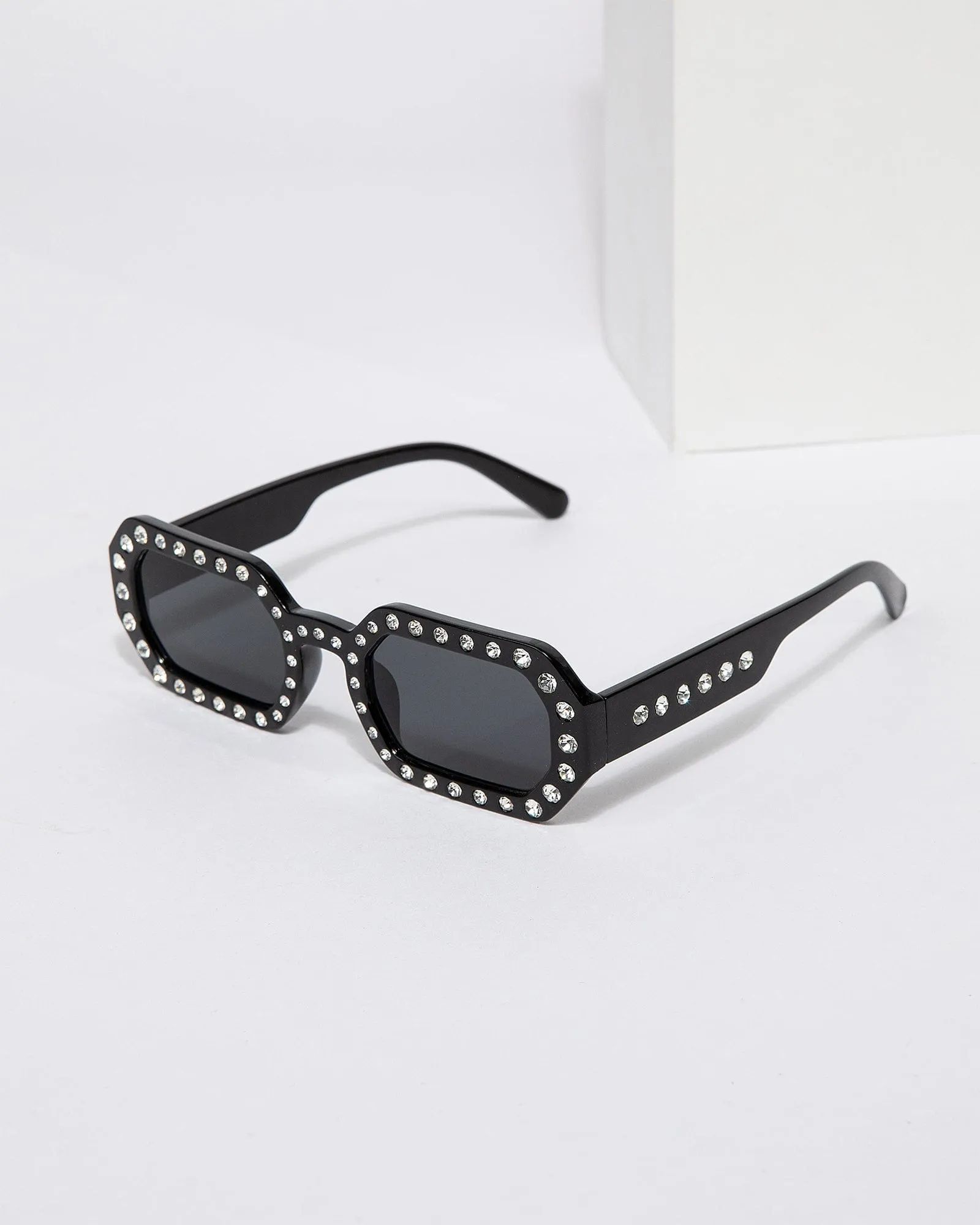 Black Hexagon Embellished Sunglasses