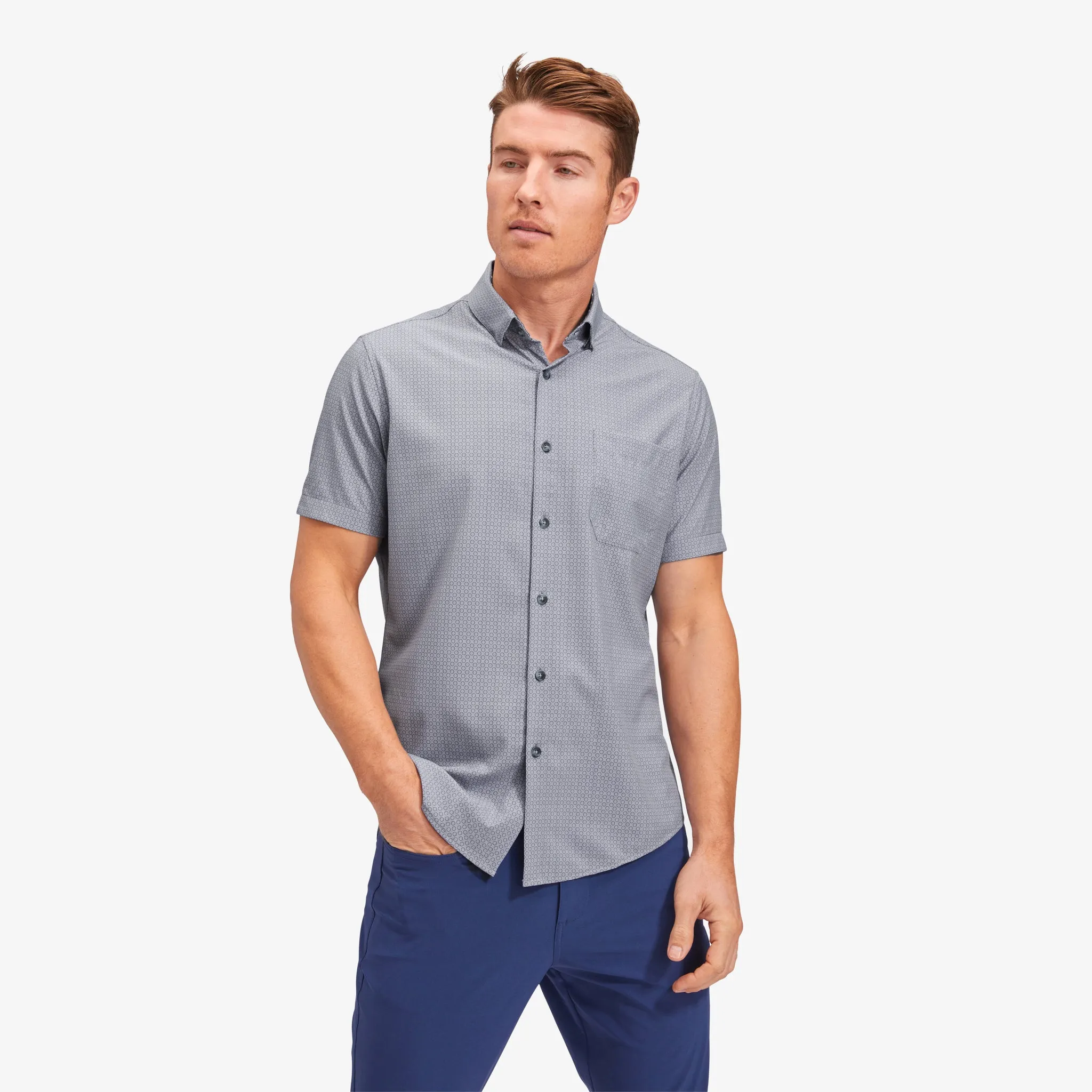 Blue Circle Mini Stripe Print