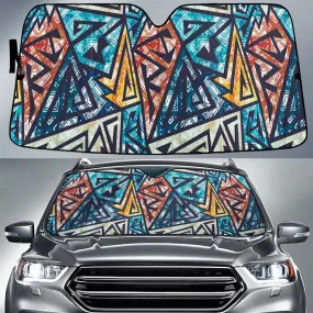 Blurry Blue Grunge Graffiti Geometric Shapes All Over Print Car Sun Shades Cover Auto Windshield Coolspod
