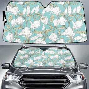 Botanical Pattern Blooming Flower Magnolia Printed Car Sun Shades Cover Auto Windshield Coolspod