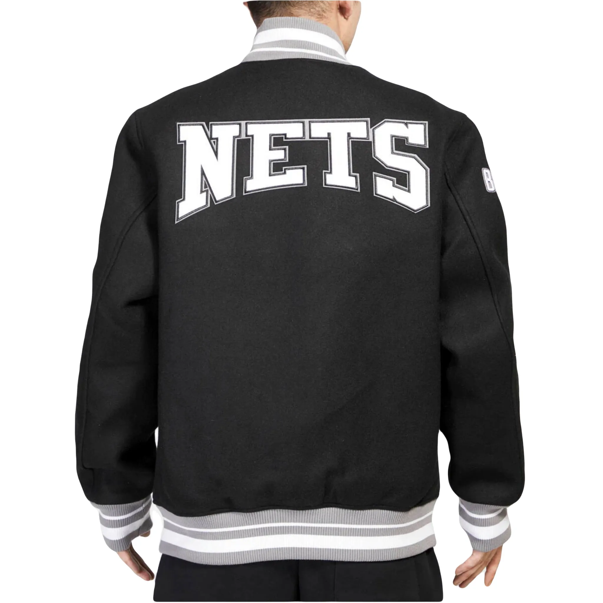 Brooklyn Nets Pro Standard Crest Black Wool Varsity Jacket
