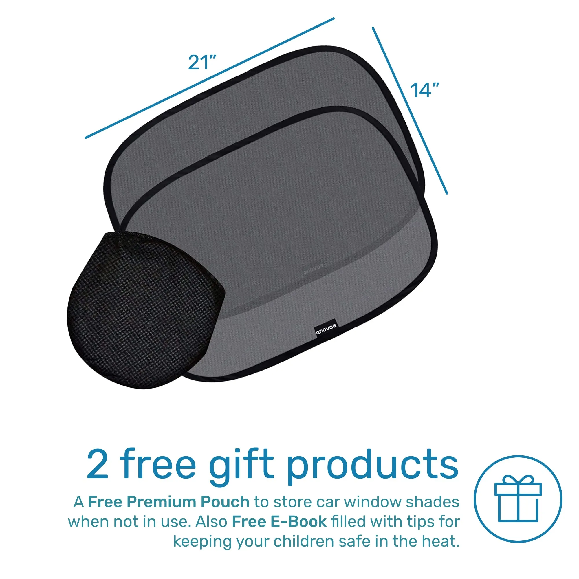 Car Window Shade - (2 Pack) - 21"X14" Cling Sunshade For Car Windows - Sun, Glare And Uv