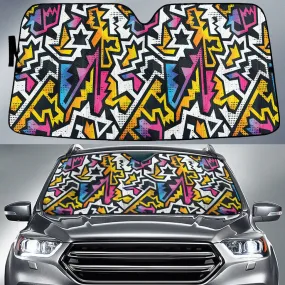 Chromatic Hot Blocks Triangle Shape Geometric Pattern All Over Print Car Sun Shades Cover Auto Windshield Coolspod