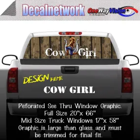 Cow Girl Window Graphic Perforated rear window film truck Suv glass