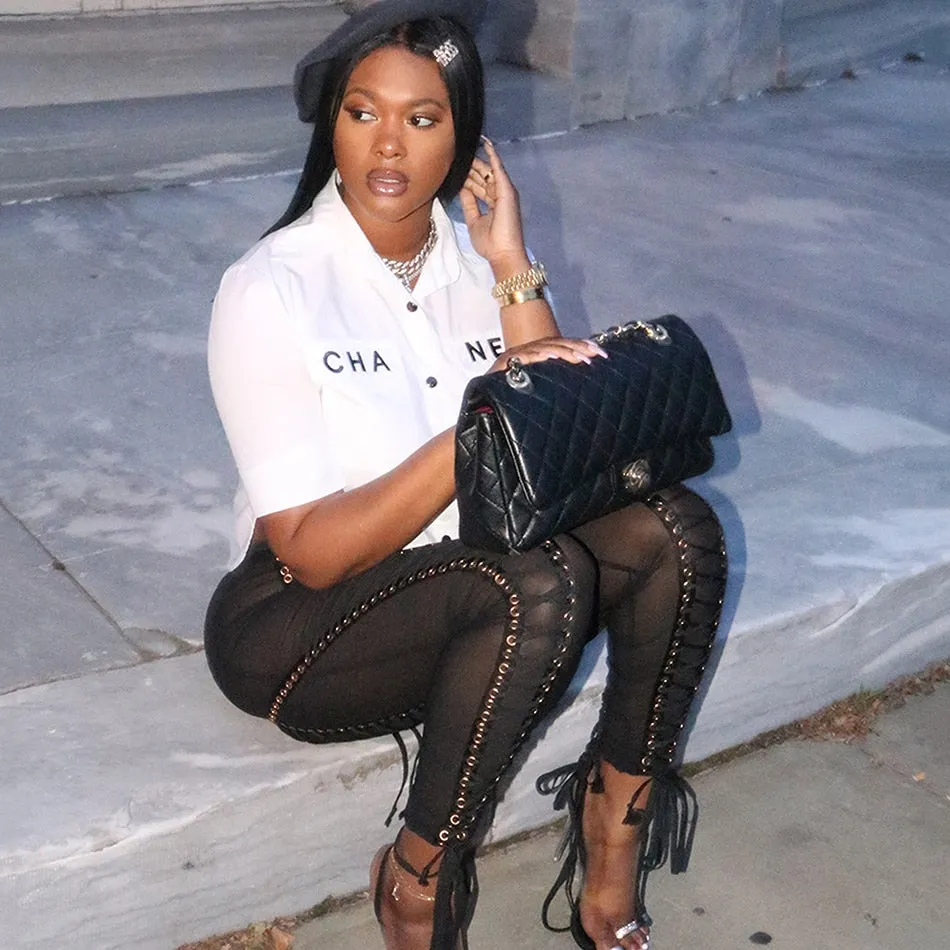 Diva Lace Up Mesh Pants