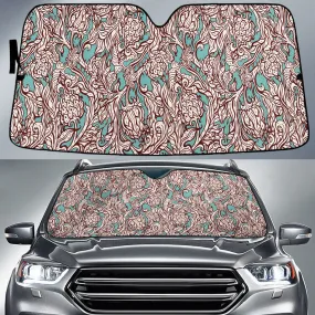 Dried White Leaf Tree Plants Mint Green Theme Car Sun Shades Cover Auto Windshield Coolspod