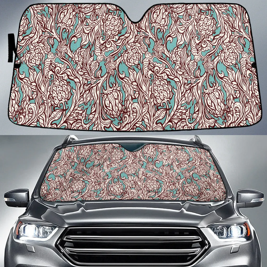 Dried White Leaf Tree Plants Mint Green Theme Car Sun Shades Cover Auto Windshield Coolspod