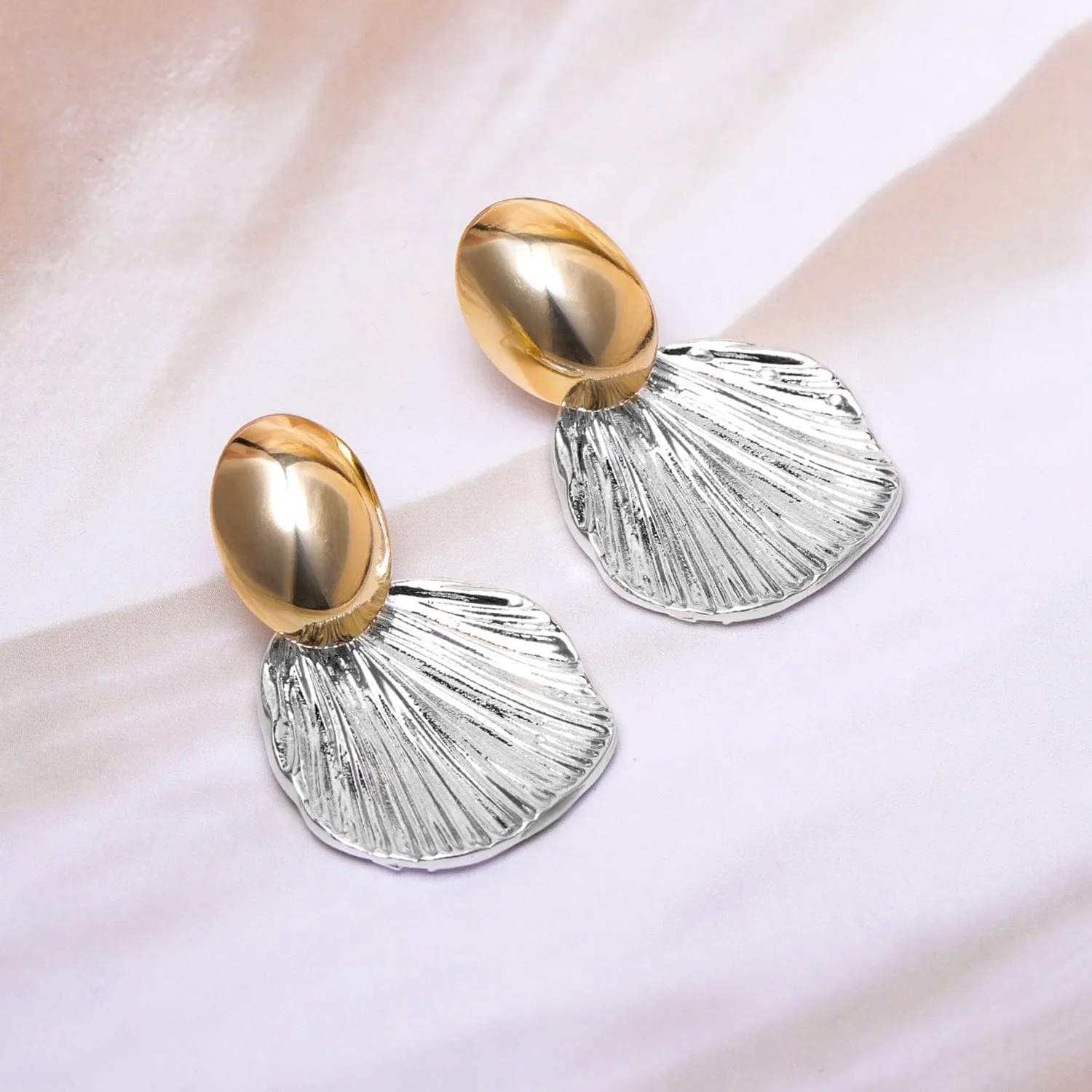 Dual-Tone Gold & Silver-Plated Shell Drop Earrings