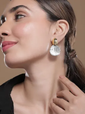 Dual-Tone Gold & Silver-Plated Shell Drop Earrings
