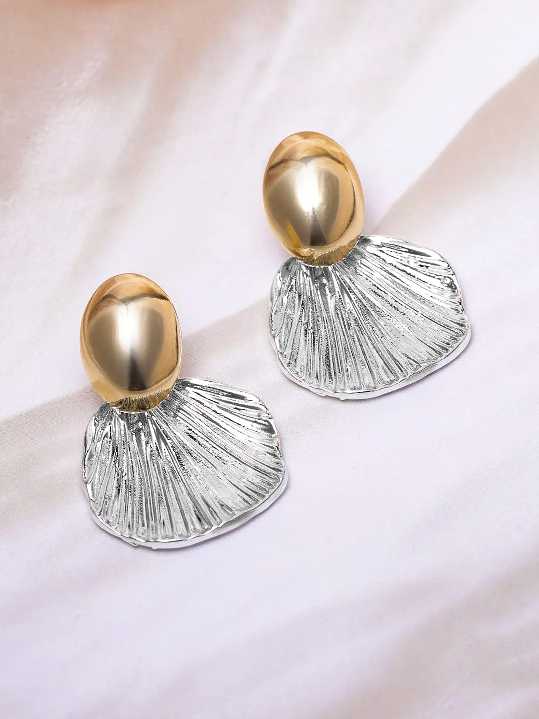 Dual-Tone Gold & Silver-Plated Shell Drop Earrings