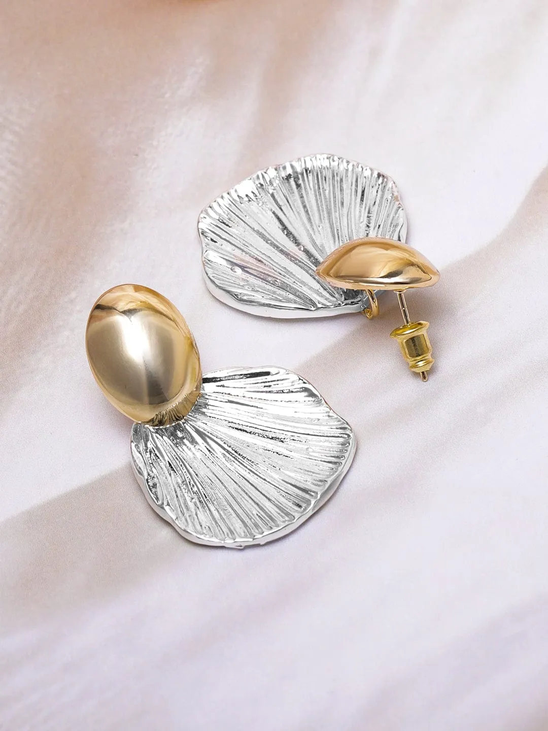 Dual-Tone Gold & Silver-Plated Shell Drop Earrings
