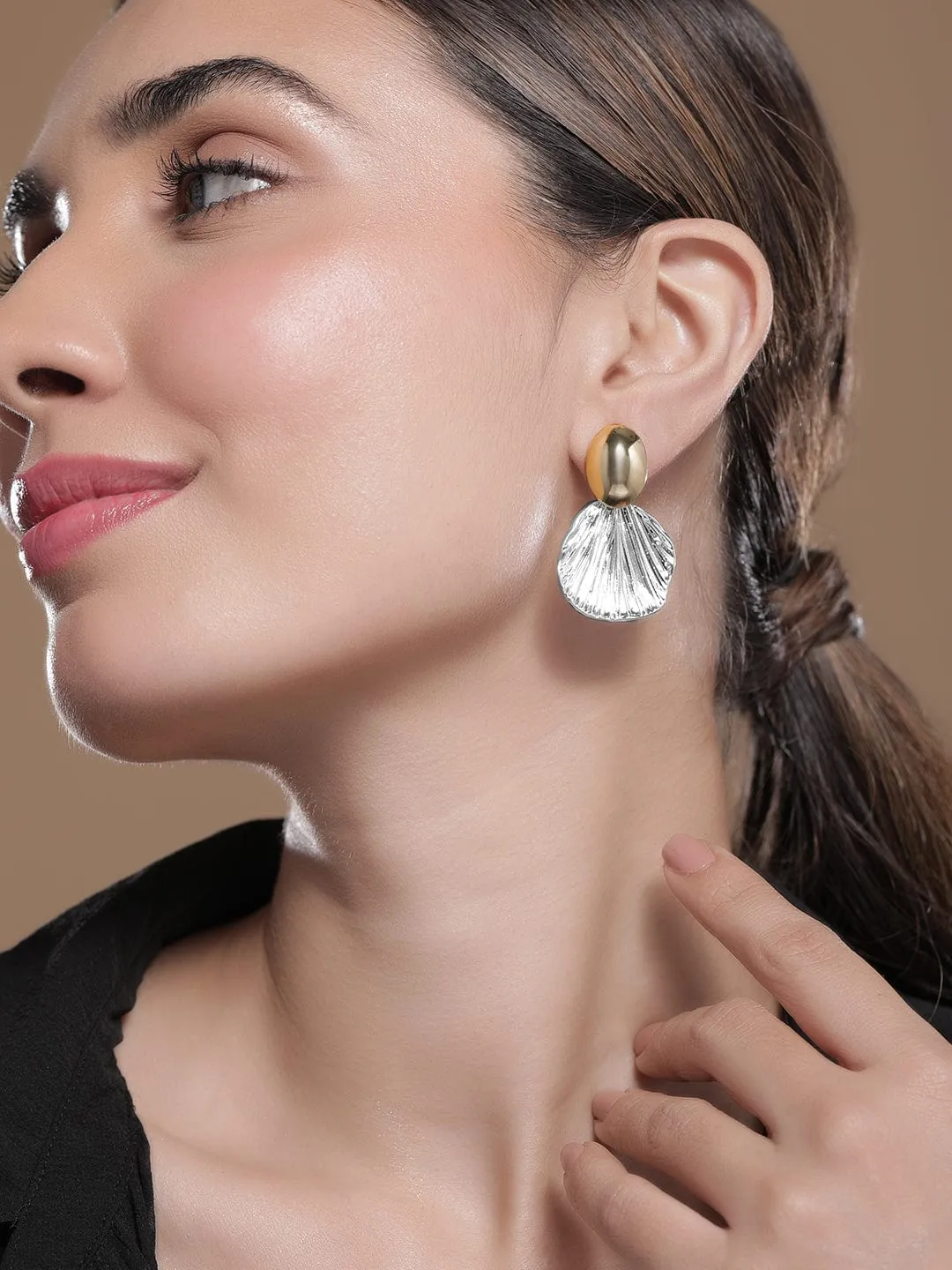 Dual-Tone Gold & Silver-Plated Shell Drop Earrings