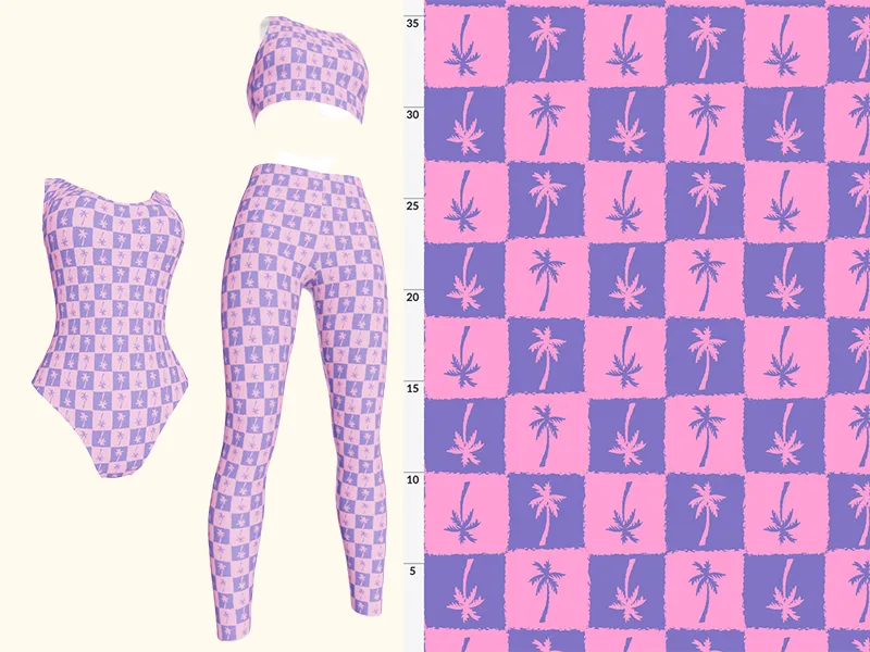 ECONYL® Recycled Nylon - Activewear & Swimwear Jersey - Isla Check