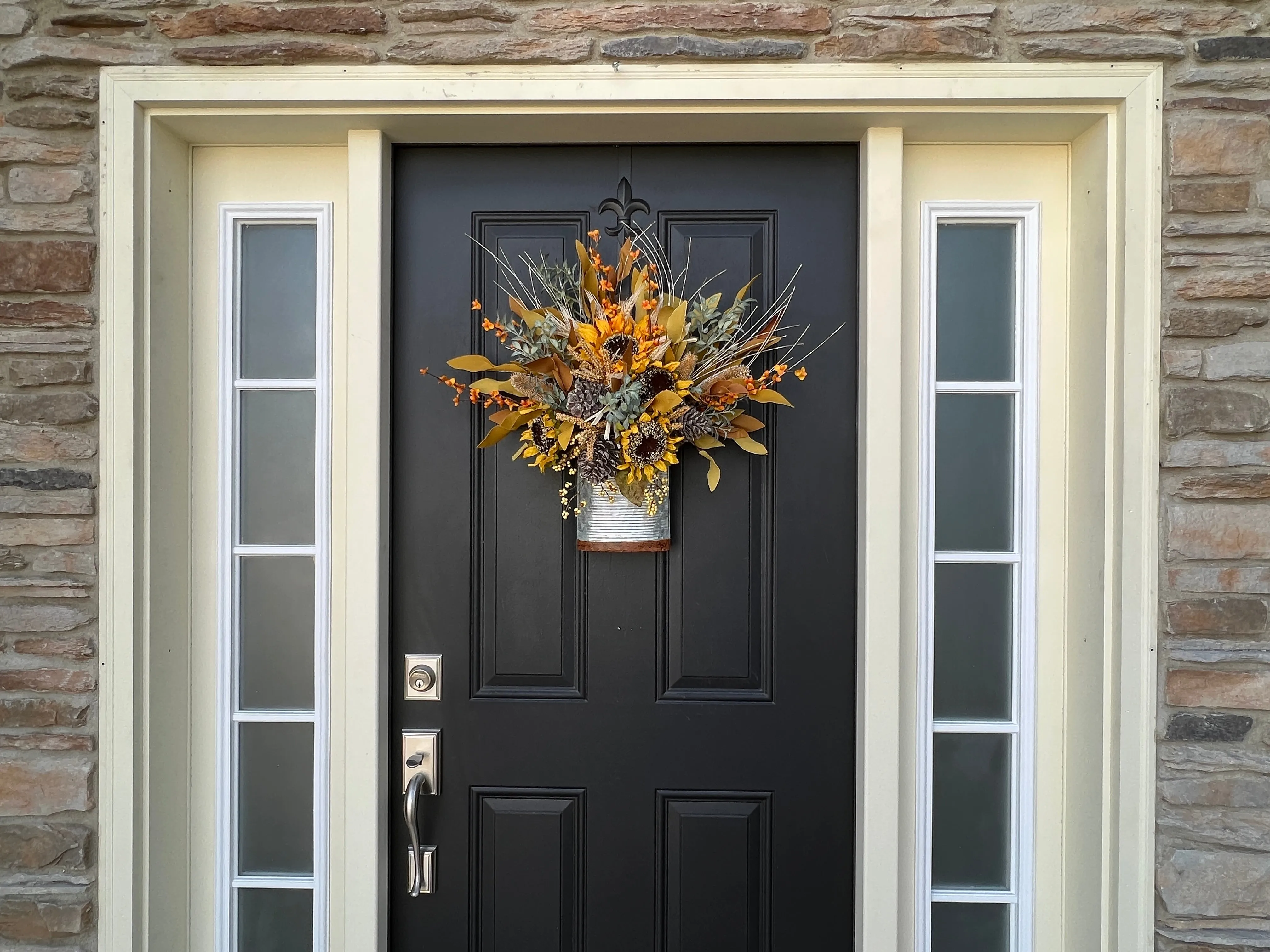 Fall Yellow Sunflower Bucket Wreath