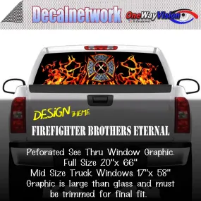 Firefighter Brothers Eternal Window Graphic Perforated rear window film truck Suv glass