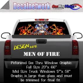 Firefighter Men of Fire Window Graphic Perforated rear window film truck Suv glass