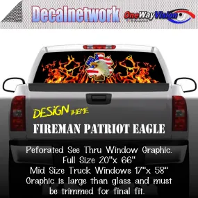 Firefighter Patriot Eagle Window Graphic Perforated rear window film truck Suv glass
