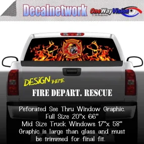 Firefighter Rescue Window Graphic Perforated rear window film truck Suv glass