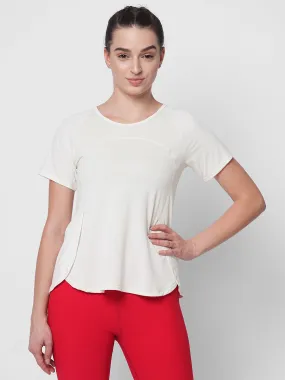 Fitkin women white side overlap style tshirt