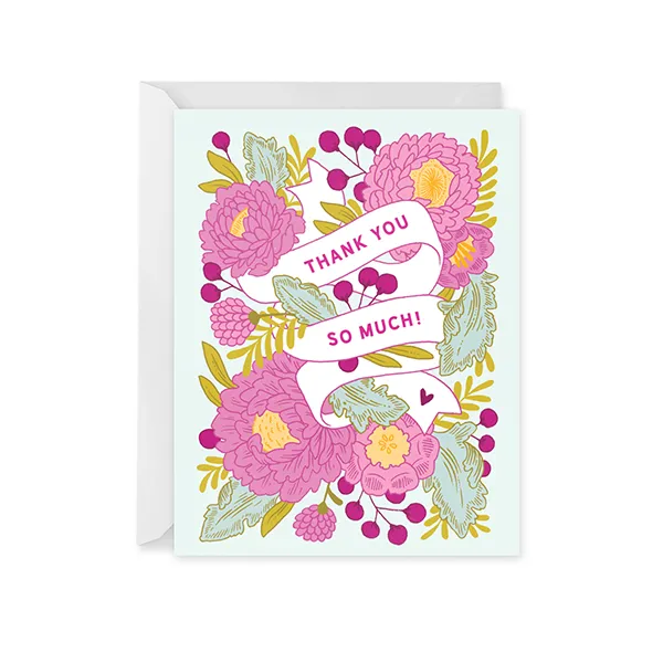 Floral Banner Thank You Card