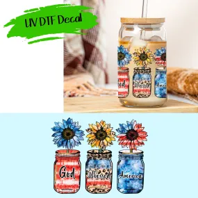 God Bless America Sunflowers - UV DTF Decals (SHIPS IN 3-7 BUS DAYS)