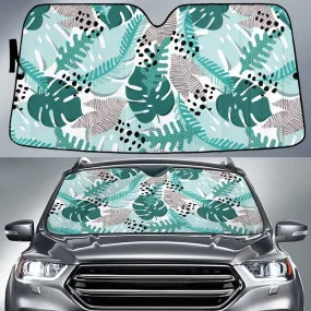 Green Monstera Leaf And Zebra Pattern Car Sun Shades Cover Auto Windshield Coolspod