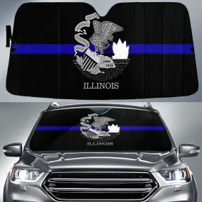 Illinois Flag Thin Blue Line Printed Car Sun Shades Cover Auto Windshield Coolspod