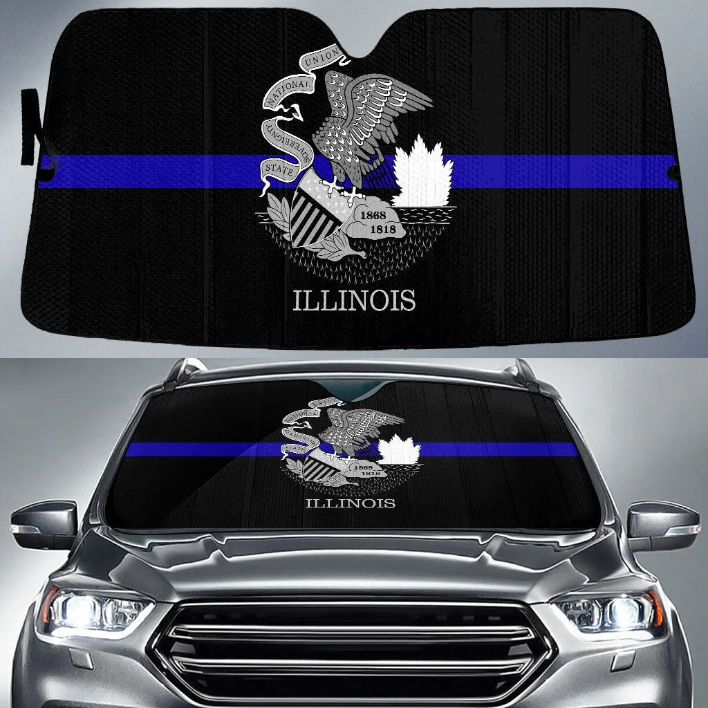 Illinois Flag Thin Blue Line Printed Car Sun Shades Cover Auto Windshield Coolspod
