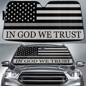 In God We Trust Thin Grey Line Printed Car Sun Shades Cover Auto Windshield Coolspod
