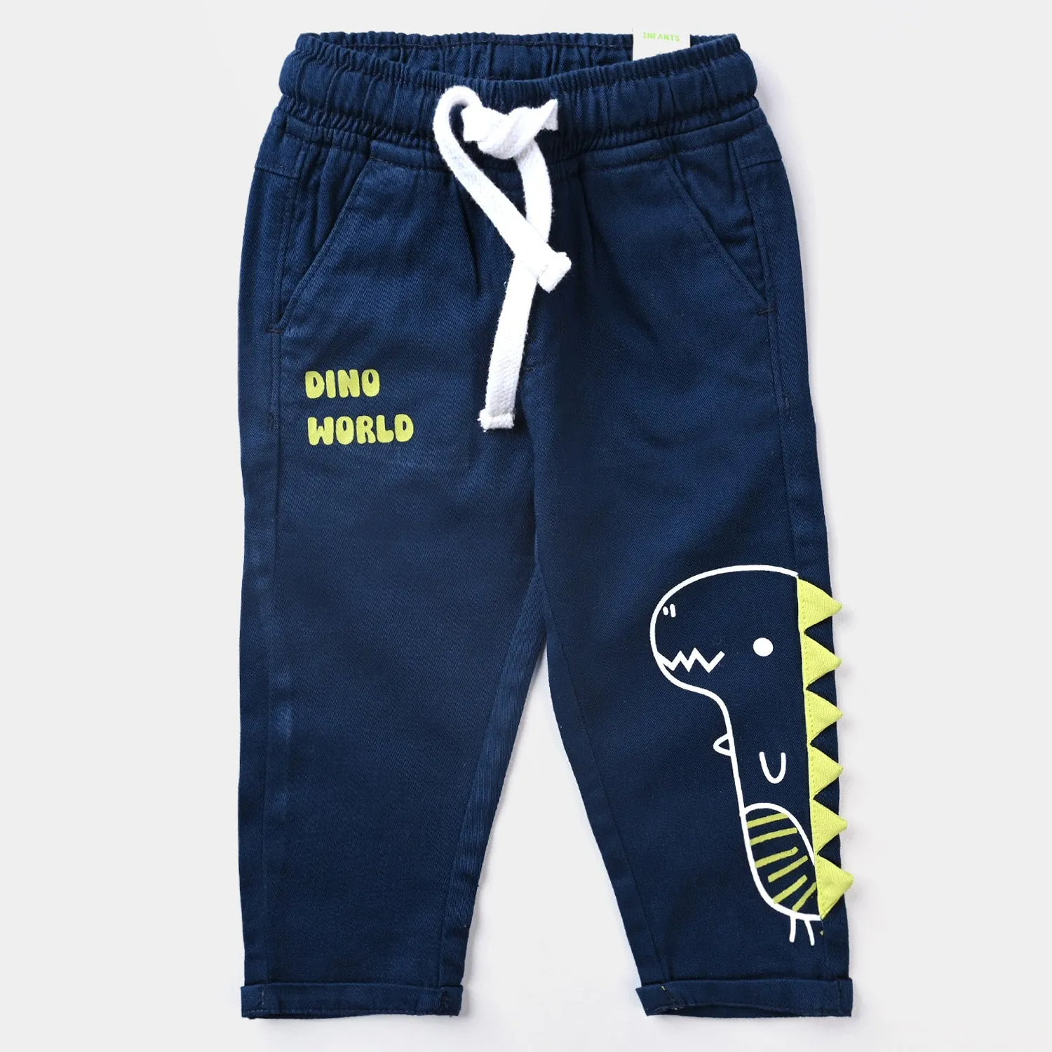 Infant Boys Cotton Twill Pant Dino World-NAVY