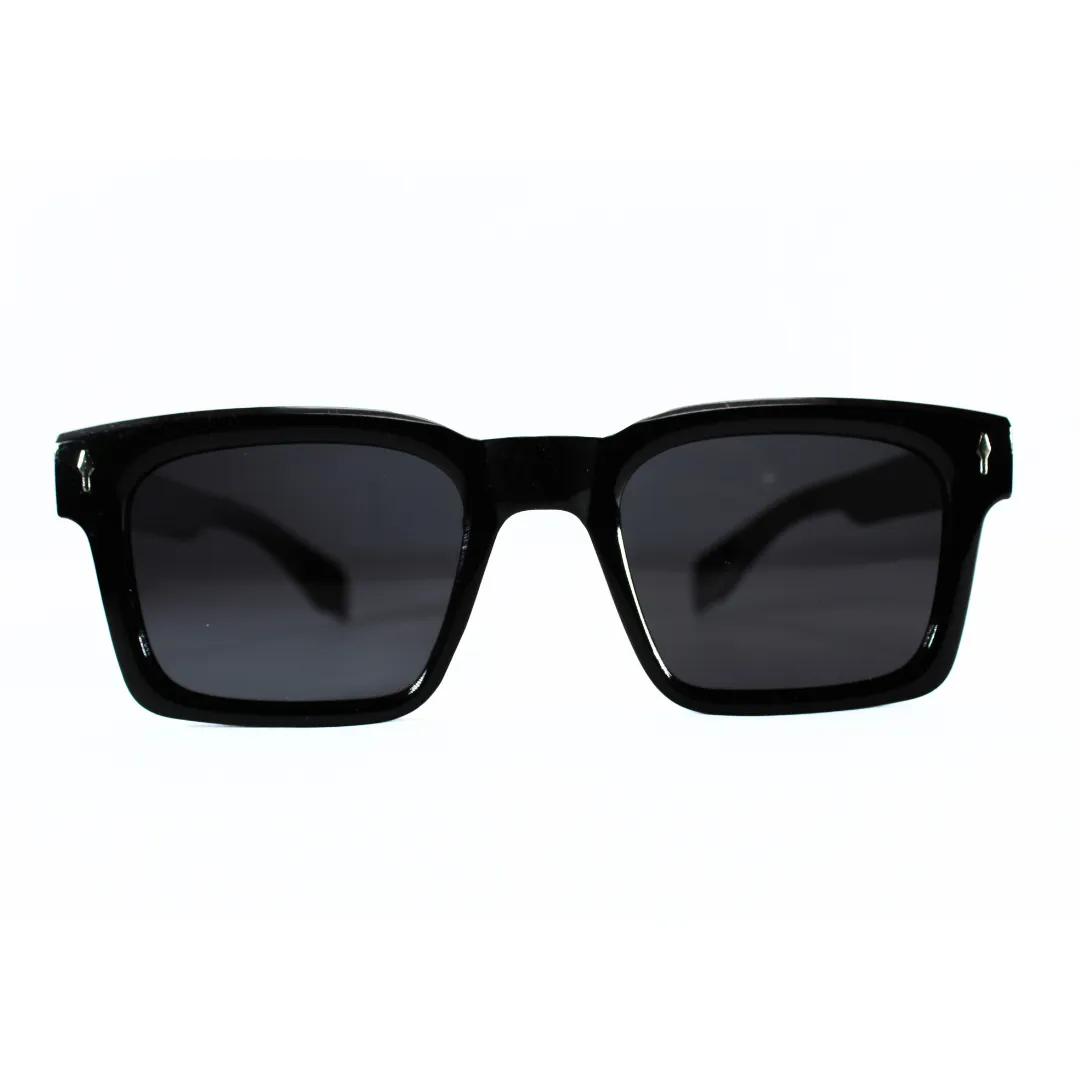 Jubleelens Rectangle Glossy Black Sunglasses - Black Polarized Make a Statement with These Classic and Stylish Shades