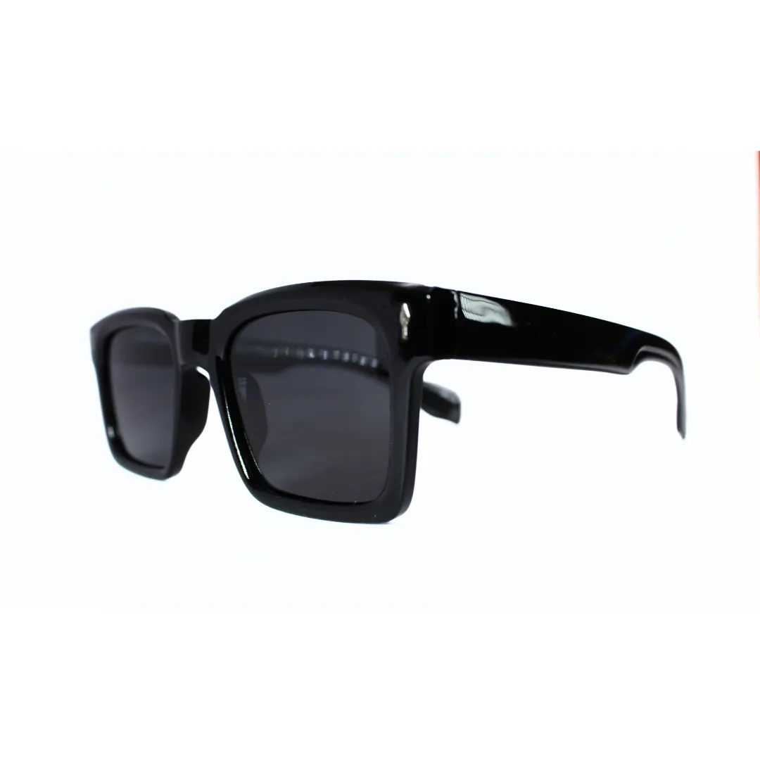 Jubleelens Rectangle Glossy Black Sunglasses - Black Polarized Make a Statement with These Classic and Stylish Shades