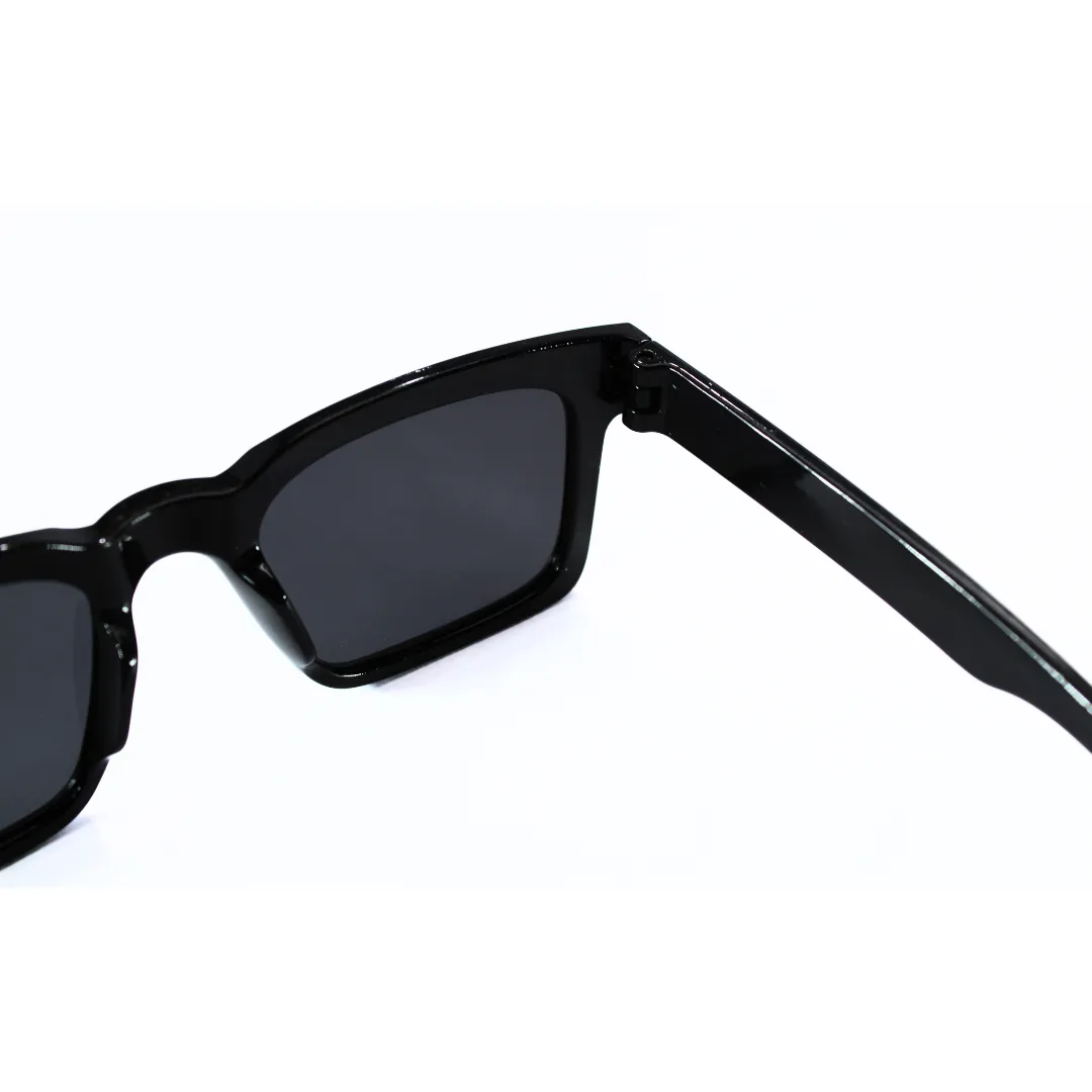 Jubleelens Rectangle Glossy Black Sunglasses - Black Polarized Make a Statement with These Classic and Stylish Shades