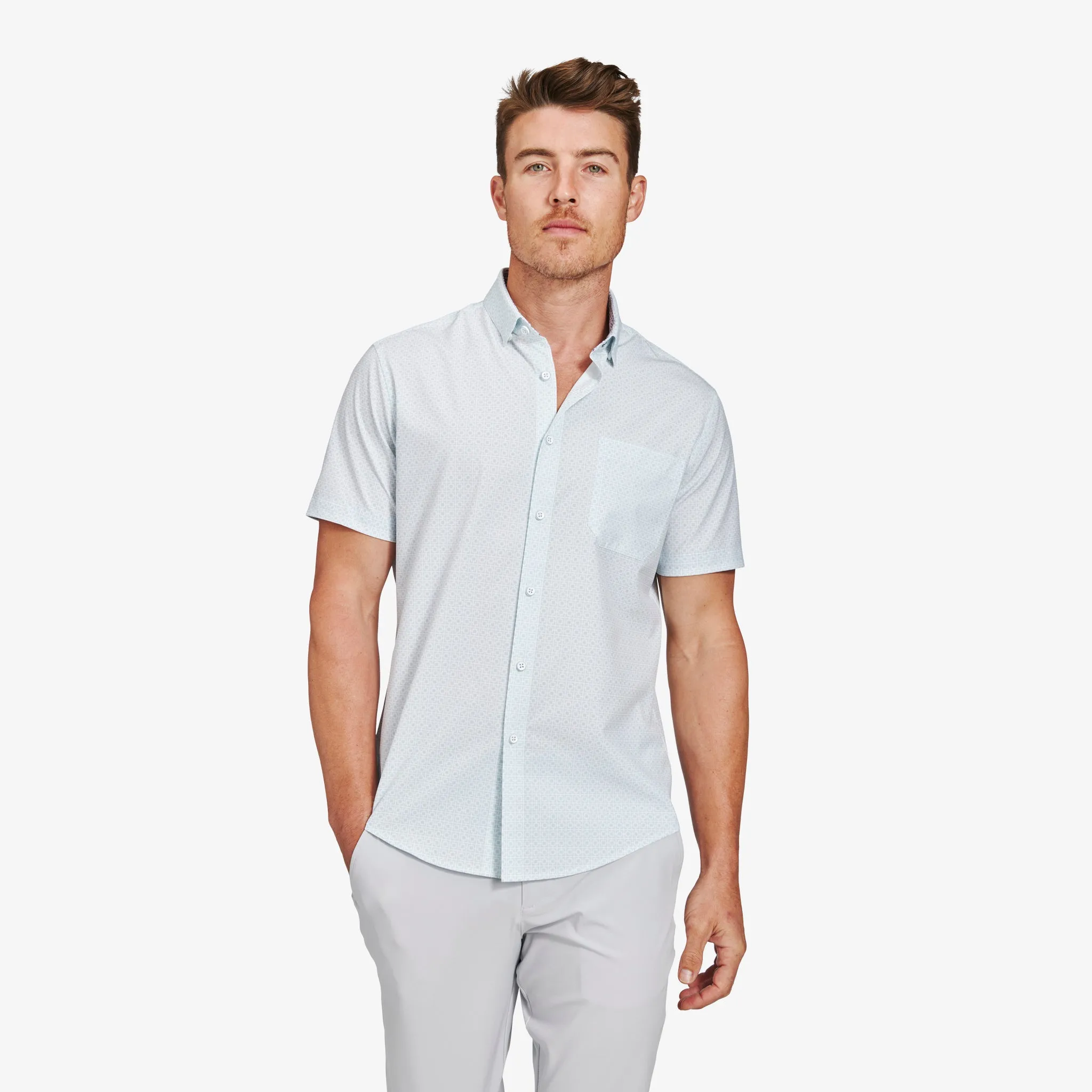 Light Blue Square Geo Print